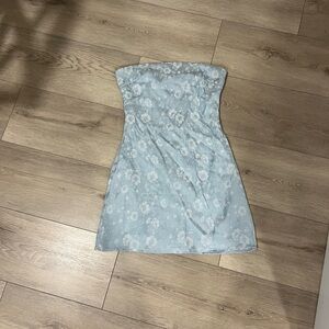 Princess Polly Light Blue Floral Strapless Dress